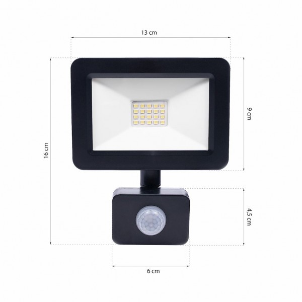 NAŚWIETLACZ LED 20W. BARWA: 6000K. PIR