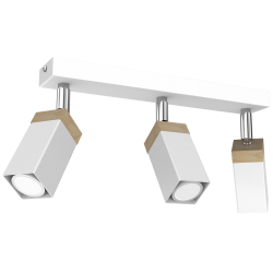 Lampa sufitowa SOLO SAWN WHITE / PATINATED WOOD 3x mini GU10