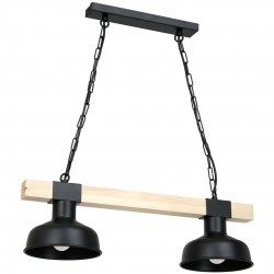 Lampa wisząca FARO BLACK/NATURAL WOOD 2xE27 60W