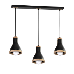 Lampa wisząca HOLLY BLACK / WOOD 3xE27 60W