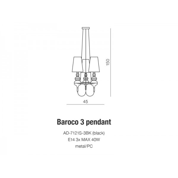 Azzardo Baroco 3 czarna  AZ2163
