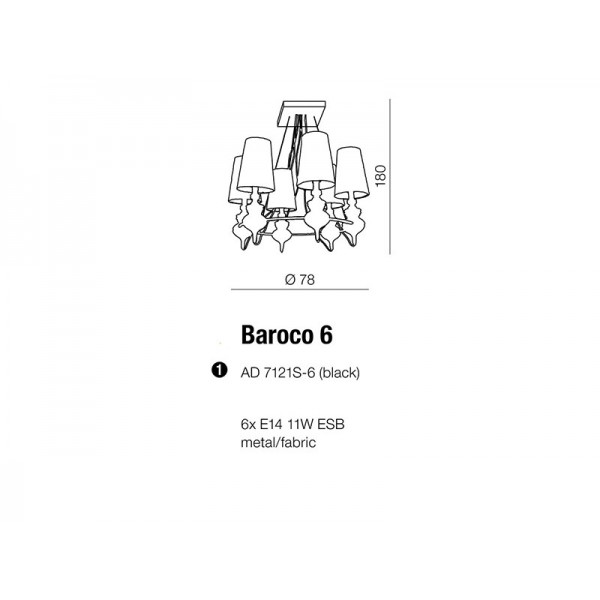 Azzardo Baroco 6 czarna   AZ1379