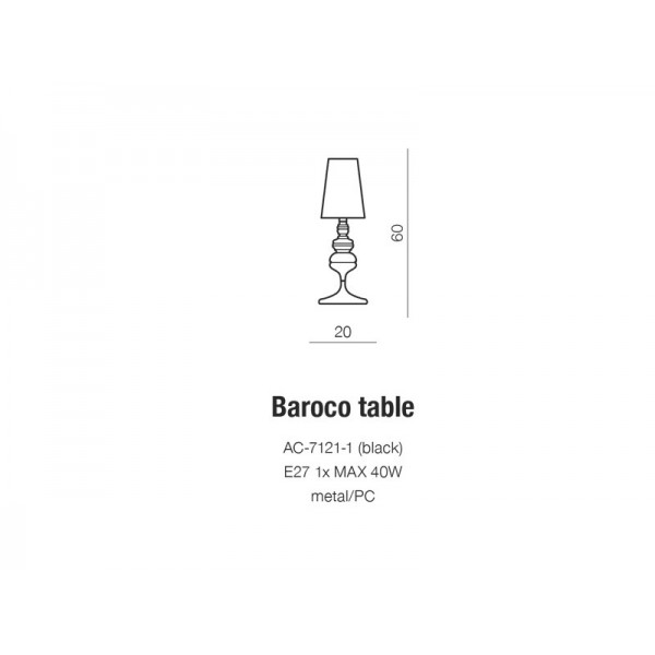 Azzardo Baroco lampka czarna  AZ2162