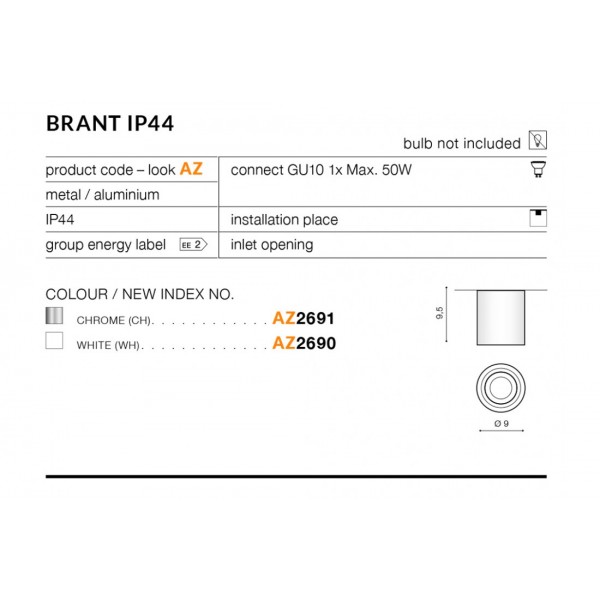 Azzardo Brant IP44  biały  AZ2690