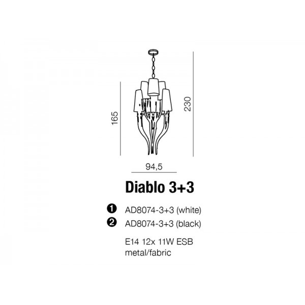 Azzardo Diablo 3+3 czarny AZ1417