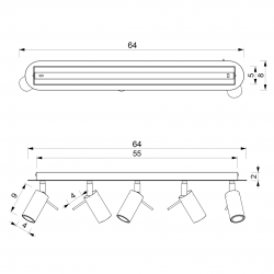 Lampa sufitowa PRESTON WHITE/CHROME 5x mini GU10