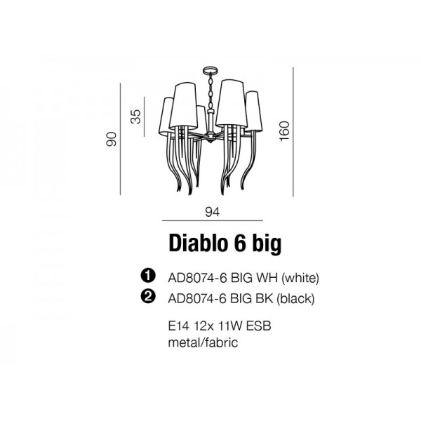Azzardo Diablo 6 big biały AZ1389