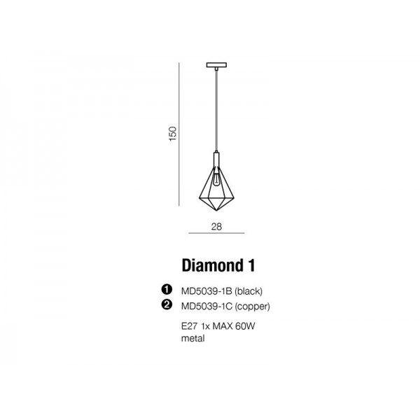Azzardo Diamond 1 czarny AZ2139
