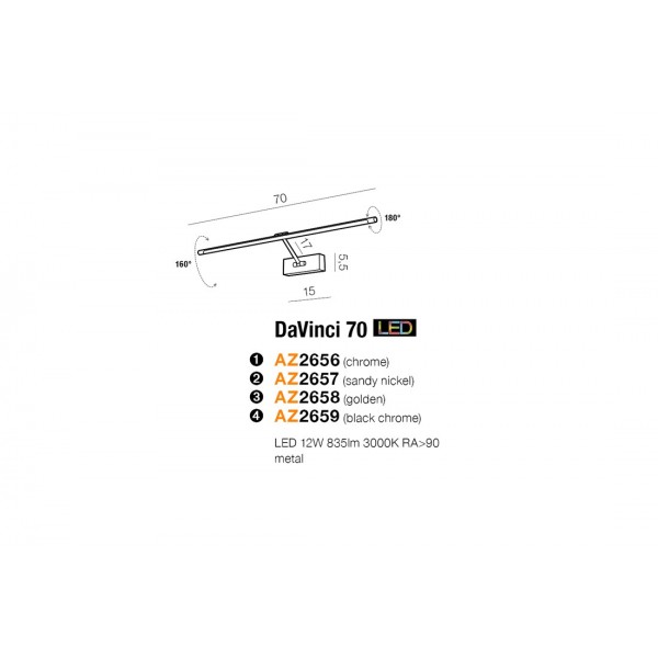 Azzardo Davinci 70 czarny chrom AZ2659