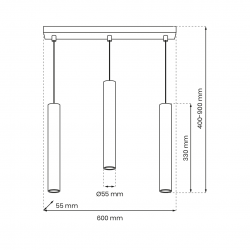 Lampa wisząca HUDSON WHITE 3xGU10