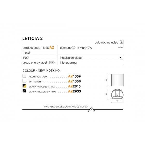 Azzardo Leticia 2 aluminium AZ1059