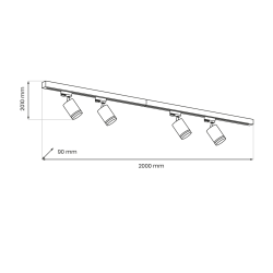 Zestaw Szynoprzewód 4xPipe Ring GU10 + Prowadnica 2x1m + Złączki - Biały