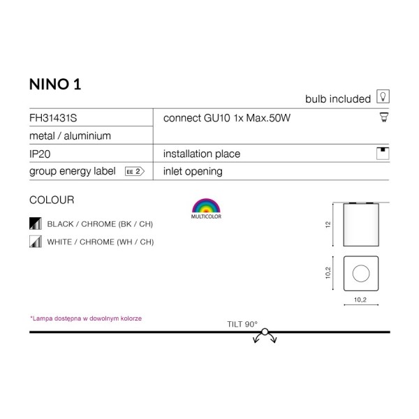 Azzardo Nino 1 czarny/chrom AZ0736