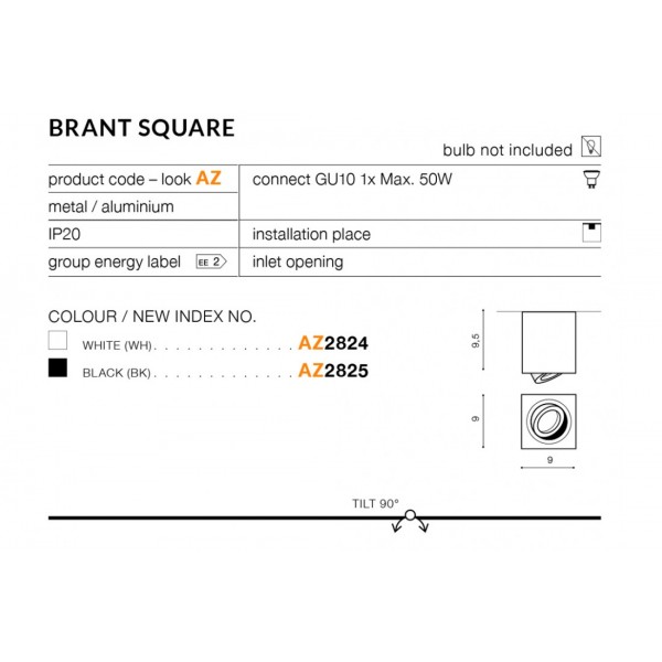 Azzardo Brant Square biały AZ2824