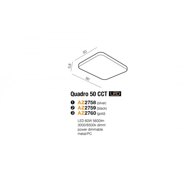 Azzardo Quadro 50 led CCT złoty AZ2760
