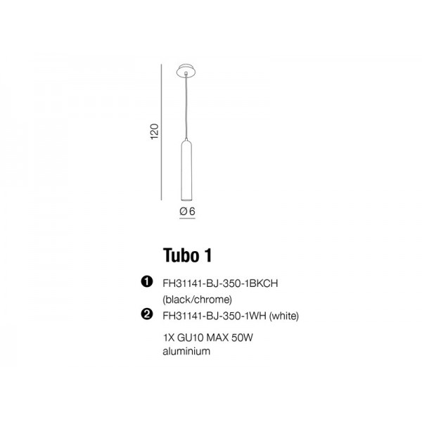 Azzardo Tubo 1 czarny/chrom AZ1236