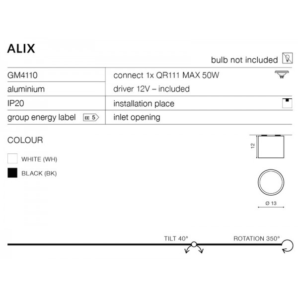 Azzardo Alix   12v biały AZ1356