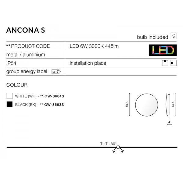 Azzardo Ancona S czarny AZ2191