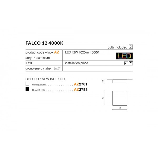 Azzardo Falco 12 4000k biały AZ2781