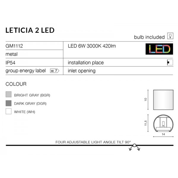 Azzardo Leticia 2 led ciemny szary AZ2189