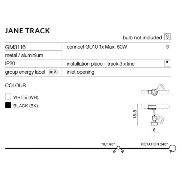 Azzardo Jane track biały AZ2460