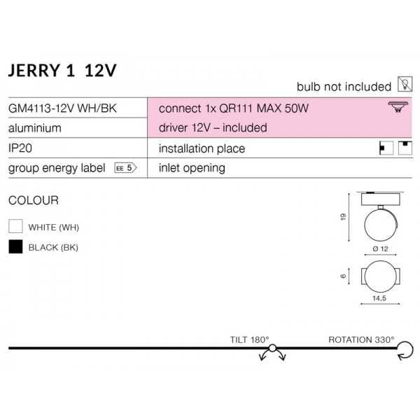 Azzardo Jerry 1 12v czarny AZ1365