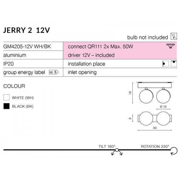 Azzardo Jerry 2 12v czarny AZ1368