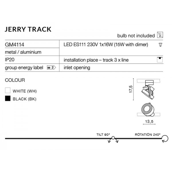 Azzardo Jerry track biały AZ2459