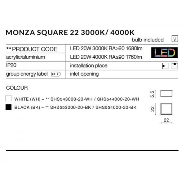 Azzardo Monza S22 3000k biały AZ2269