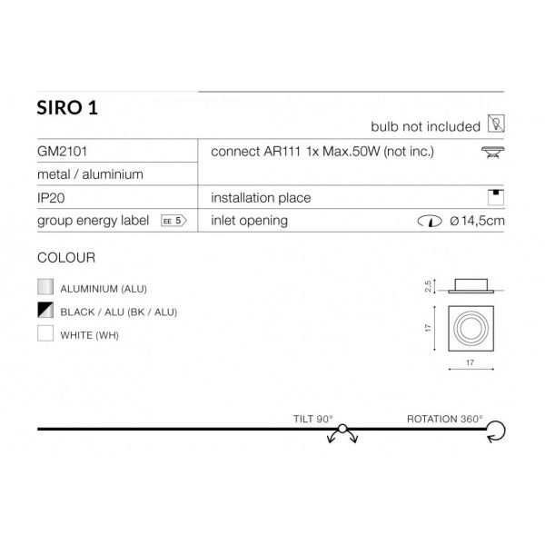 Azzardo Siro 1 czarny AZ2805