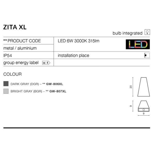 Azzardo Zita XL jasny szary AZ 2201
