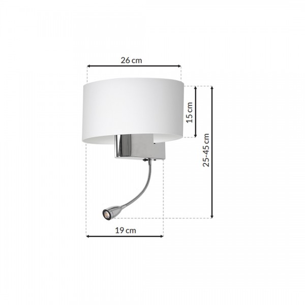 kinkiet CASINO WHITE/CHROME 1xE27 + 1W LED