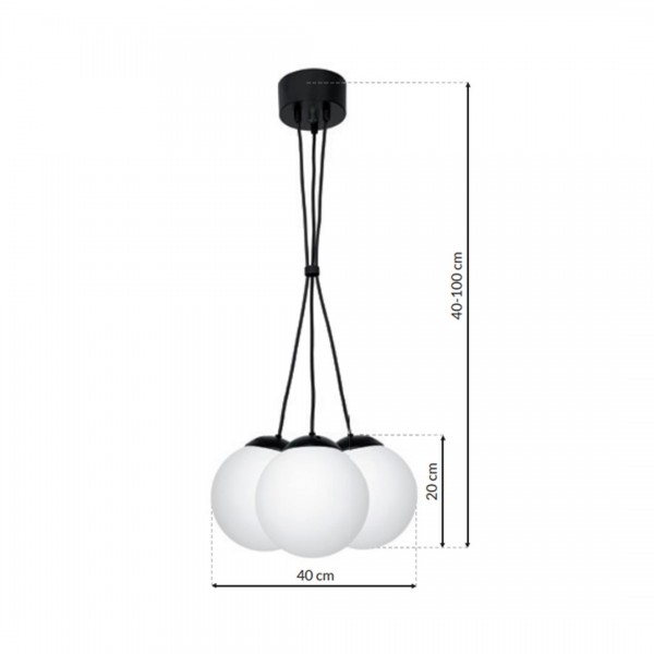 Lampa wisząca LIMA BLACK 3xE14