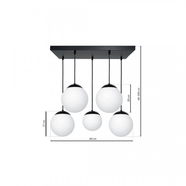 Lampa wisząca LIMA BLACK 5xE14