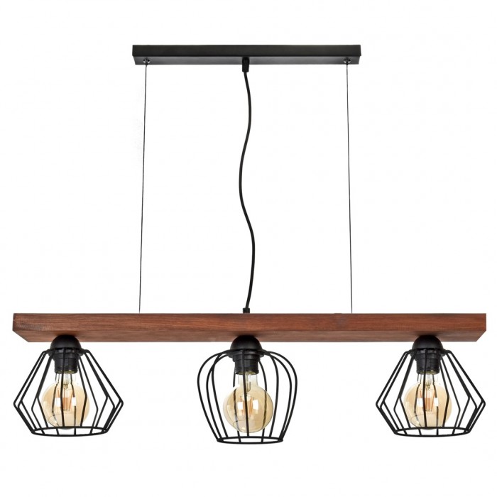 Lampa wisząca OZZY BLACK / WOOD 3xE27 60W Lampa wisząca OZZY BLACK / WOOD 3xE27 60W