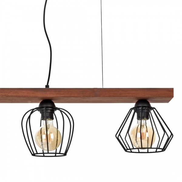 Lampa wisząca OZZY BLACK / WOOD 3xE27 60W
