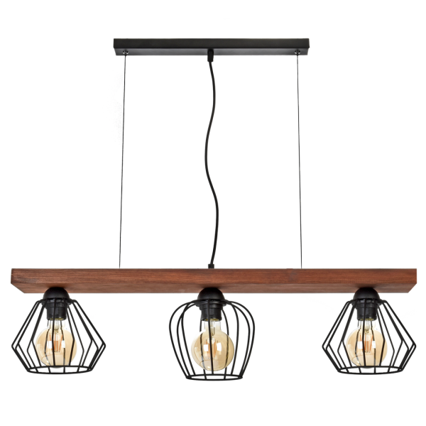 Lampa wisząca OZZY BLACK / WOOD 3xE27 60W