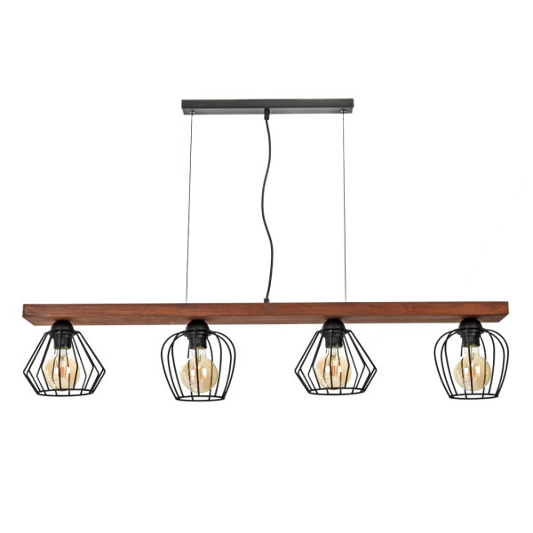 Lampa wisząca OZZY BLACK / WOOD 4xE27 60W