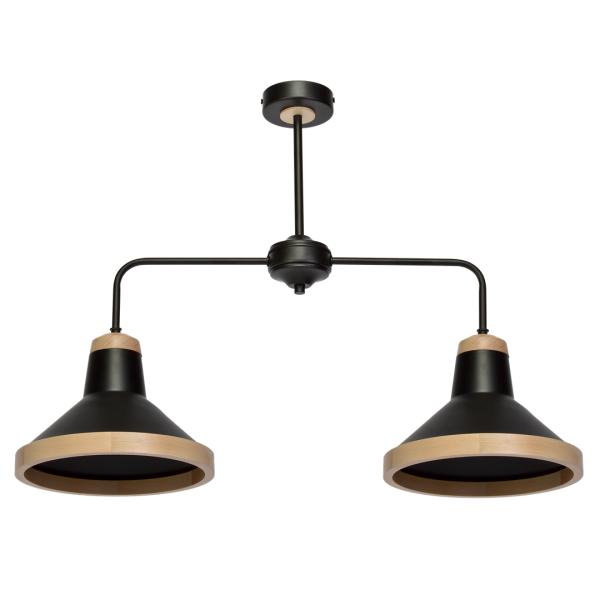 Lampa sufitowa SALMA BLACK / WOOD 2xE27 60W