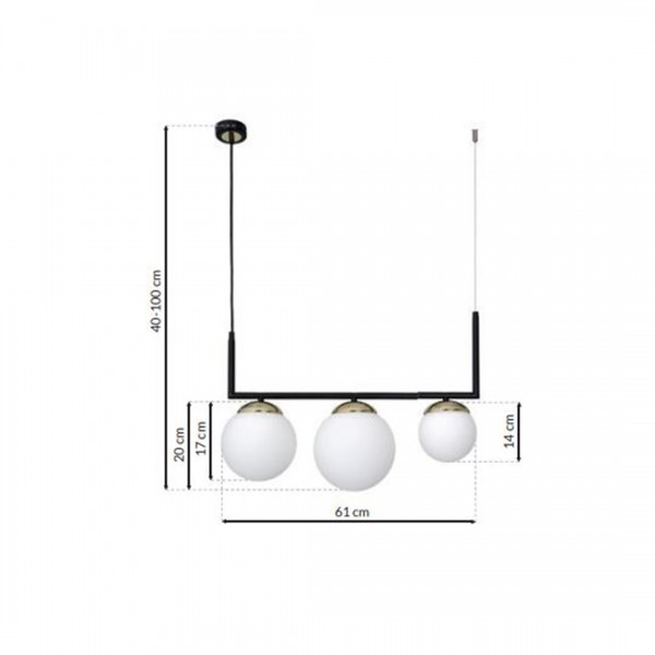 Lampa wisząca SPARTA BLACK / GOLD 3xE14