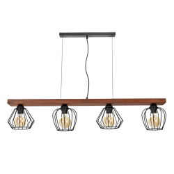 Lampa wisząca OZZY BLACK / WOOD 4xE27 60W