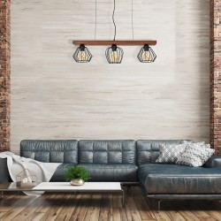 Lampa wisząca OZZY BLACK / WOOD 3xE27 60W