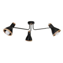 Lampa sufitowa HOLLY BLACK / WOOD 3xE27 60W