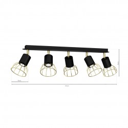 Lampa sufitowa DANTE Black/Gold 5xGU10
