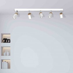 Lampa sufitowa SOLO SAWN WHITE / PATINATED WOOD 5x mini GU10