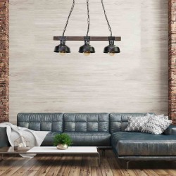 Lampa wisząca FARO BLACK / WOOD 3xE27