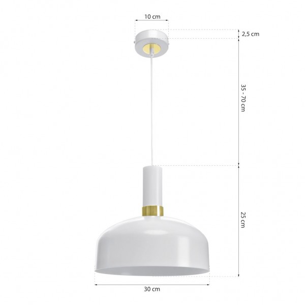 Lampa wisząca MALMO WHITE/GOLD 1xE27