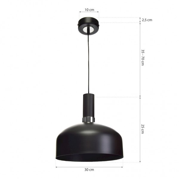 Lampa wisząca MALMO BLACK/CHROME 1xE27