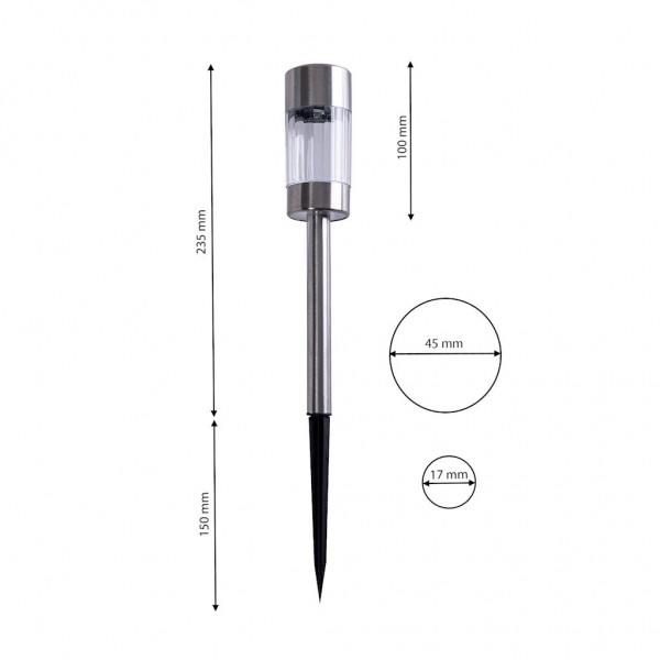 LAMPKA OGRODOWA SOLARNA INOX+PLASTIC