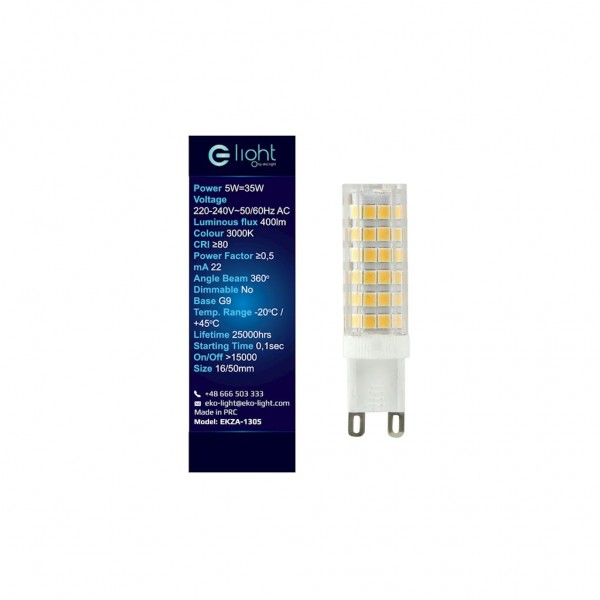 Żarówka LED 5W G9. Barwa: Ciepła